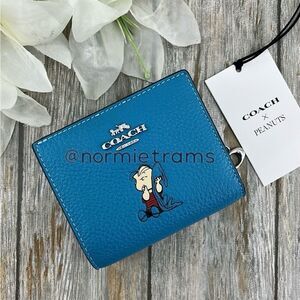 Coach X Peanuts Leather Snap Wallet With Linus Bag Purse
